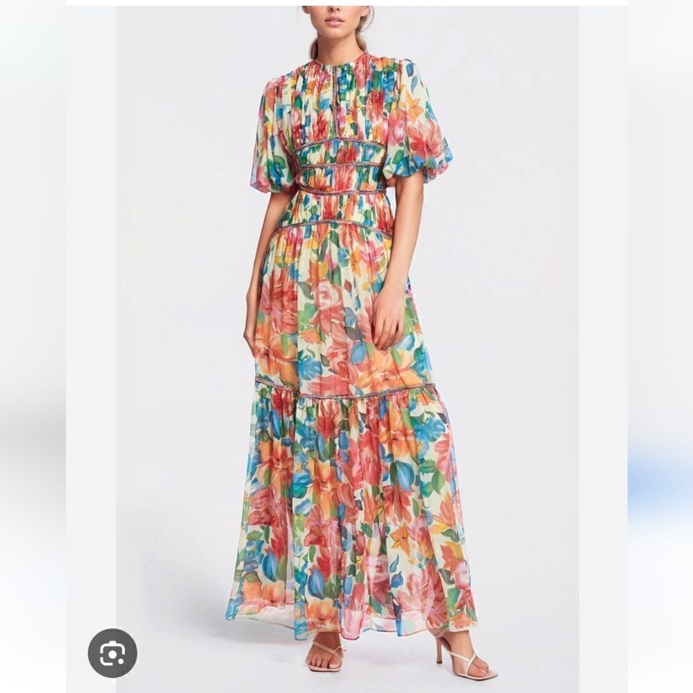 ONE33 SOCIAL dress the Francesca maxi tiered dress floral corset back